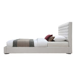Hunter Linen Textured Fabric Upholstered Queen Bed in Cream