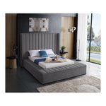 Kiki Velvet Upholstered Queen Bed (3 Boxes) in Grey