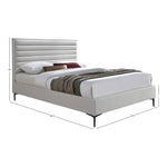 Hunter Linen Textured Fabric Upholstered Queen Bed in Cream
