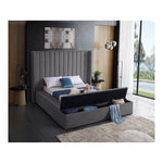 Kiki Velvet Upholstered Queen Bed (3 Boxes) in Grey