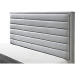 Hunter Linen Textured Fabric Upholstered Queen Bed in Grey