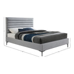 Hunter Linen Textured Fabric Upholstered Queen Bed in Grey