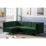 Alina 91" Velvet Upholstered 4pc. Modular Sectional in Green