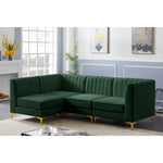 Alina 91" Velvet Upholstered 4pc. Modular Sectional in Green
