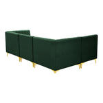 Alina 91" Velvet Upholstered 4pc. Modular Sectional in Green