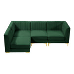 Alina 91" Velvet Upholstered 4pc. Modular Sectional in Green