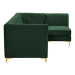 Alina 91" Velvet Upholstered 4pc. Modular Sectional in Green
