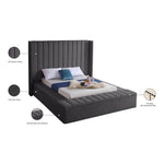 Kiki Velvet Upholstered Queen Bed (3 Boxes) in Grey
