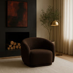 Hyde Boucle Fabric Upholstered Chair in Brown