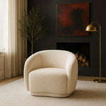 Hyde Boucle Fabric Upholstered Chair in Cream