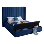 Kiki Velvet Upholstered Queen Bed (3 Boxes) in Navy