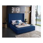 Kiki Velvet Upholstered Queen Bed (3 Boxes) in Navy