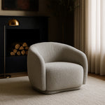 Hyde Boucle Fabric Upholstered Chair in Grey