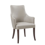 Connie Vegan Leather and Velvet Wood Armchair in Light Gray