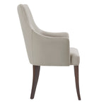Connie Vegan Leather and Velvet Wood Armchair in Light Gray