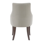 Connie Vegan Leather and Velvet Wood Armchair in Light Gray