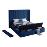 Kiki Velvet Upholstered Queen Bed (3 Boxes) in Navy