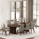 Connie Vegan Leather and Velvet Wood Armchair in Light Gray