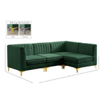 Alina 91" Velvet Upholstered 4pc. Modular Sectional in Green