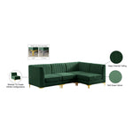 Alina 91" Velvet Upholstered 4pc. Modular Sectional in Green