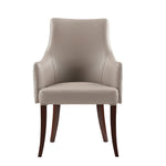 Connie Vegan Leather and Velvet Wood Armchair in Taupe