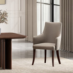 Connie Vegan Leather and Velvet Wood Armchair in Taupe