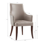 Connie Vegan Leather and Velvet Wood Armchair in Taupe