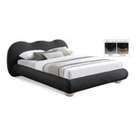 Hyde Boucle Fabric Upholstered King Bed (3 Boxes) in Black