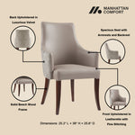 Connie Vegan Leather and Velvet Wood Armchair in Taupe