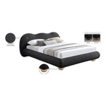 Hyde Boucle Fabric Upholstered King Bed (3 Boxes) in Black