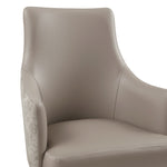 Connie Vegan Leather and Velvet Wood Armchair in Taupe