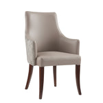 Connie Vegan Leather and Velvet Wood Armchair in Taupe