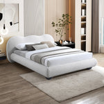 Hyde Boucle Fabric Upholstered Queen Bed (3 Boxes) in Cream