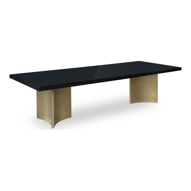 Immerse 84" / 104" / 123.5" Lacquer Finish Top And Stainless Steel Base Dining Table (3 Boxes) in Black