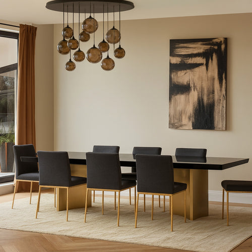 Immerse 84" / 104" / 123.5" Lacquer Finish Top And Stainless Steel Base Dining Table (3 Boxes) in Black