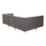 Alina 91" Velvet Upholstered 4pc. Modular Sectional in Grey