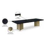 Immerse 84" / 104" / 123.5" Lacquer Finish Top And Stainless Steel Base Dining Table (3 Boxes) in Black