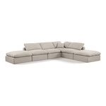 Indulge 140" Linen Textured Fabric Upholstered 6pc. Modular Sectional in Beige