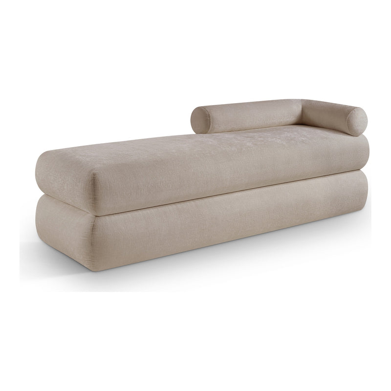 Kennedy Chenille Fabric Upholstered Bench in Beige
