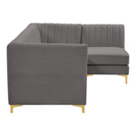 Alina 91" Velvet Upholstered 4pc. Modular Sectional in Grey