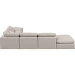 Indulge 140" Linen Textured Fabric Upholstered 6pc. Modular Sectional in Beige