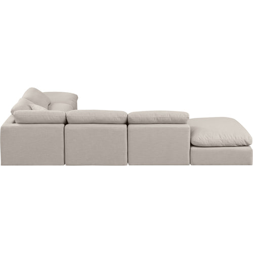Indulge 140" Linen Textured Fabric Upholstered 6pc. Modular Sectional in Beige