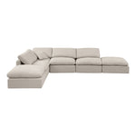 Indulge 140" Linen Textured Fabric Upholstered 6pc. Modular Sectional in Beige