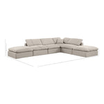 Indulge 140" Linen Textured Fabric Upholstered 6pc. Modular Sectional in Beige