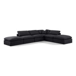 Indulge 140" Linen Textured Fabric Upholstered 6pc. Modular Sectional in Black
