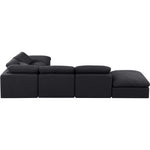 Indulge 140" Linen Textured Fabric Upholstered 6pc. Modular Sectional in Black