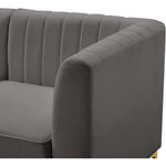 Alina 91" Velvet Upholstered 4pc. Modular Sectional in Grey
