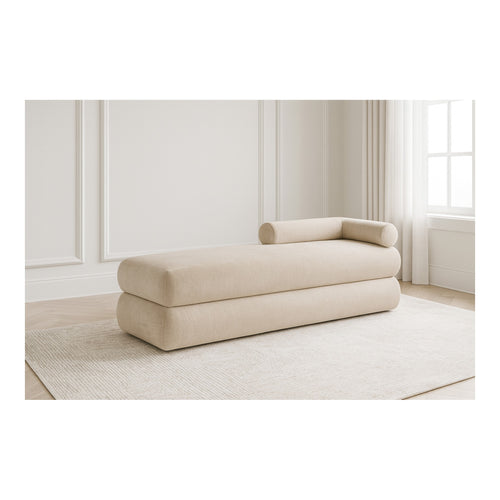 Kennedy Chenille Fabric Upholstered Bench in Beige