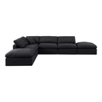 Indulge 140" Linen Textured Fabric Upholstered 6pc. Modular Sectional in Black