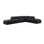 Indulge 140" Linen Textured Fabric Upholstered 6pc. Modular Sectional in Black